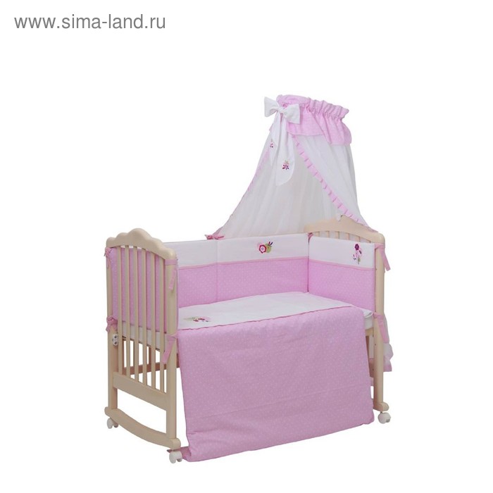 Комплект в кроватку «Весенняя мелодия», 7 предметов, цвет розовый