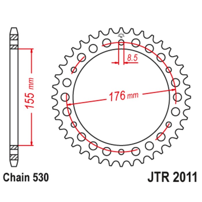 

Звезда задняя ведомая для мотоцикла JTR2011, цепь 530, 43 зубья