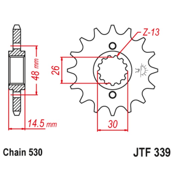 фото Звезда передняя ведущая с демпфером jtf339rb, цепь 530, 16 зубьев jt sprockets