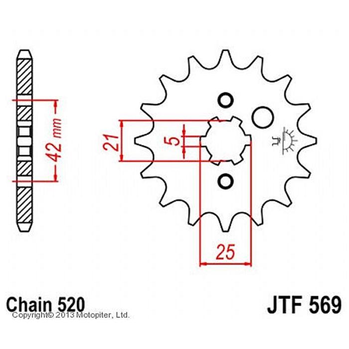 

Звезда передняя ведущая JTF569 для мотоцикла, стальная, цепь 520, 17 зубьев