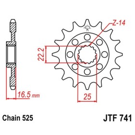 

Звезда передняя ведущая JTF741 для мотоцикла, стальная