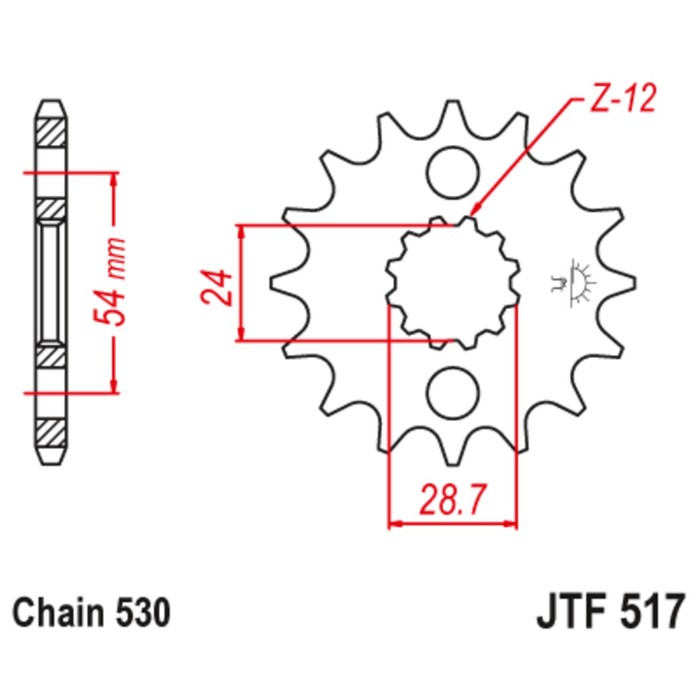 

Звезда передняя ведущая JTF517 для мотоцикла, стальная, цепь 530, 18 зубьев