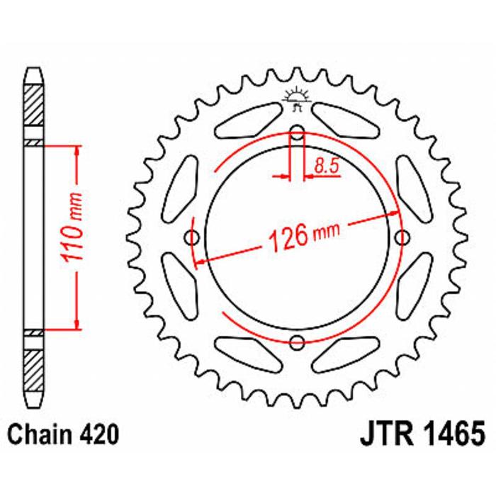 

Звезда задняя ведомая для мотоцикла JTR1465, цепь 420, 47 зубьев