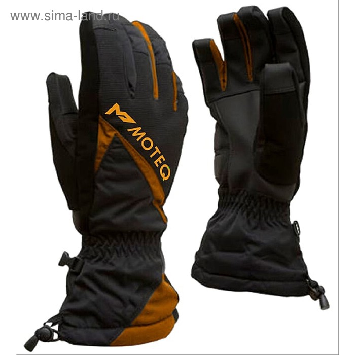 фото Зимние перчатки "снежок", размер m, чёрные, оранжевые moteq