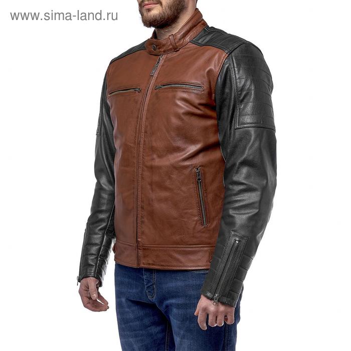 фото Куртка bravo 7, кожа, размер s, коричневая, чёрная moteq