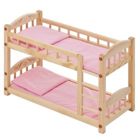 

Двухъярусная кукольная кроватка из дерева, текстиль розовый, 34 х 23 х 49 см