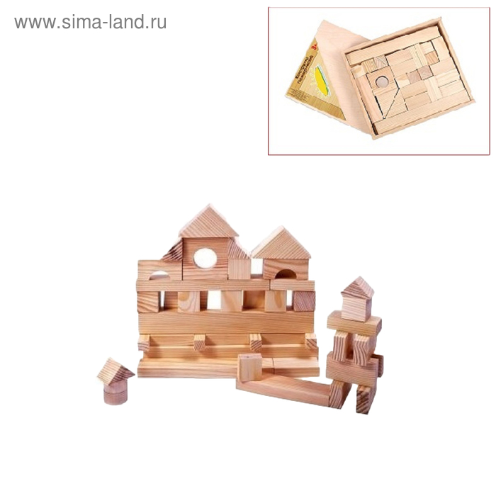 Деревянный конструктор, неокрашенный, 35 деталей, в деревянном ящике деревянный неокрашенный молоток для детей 5 шт