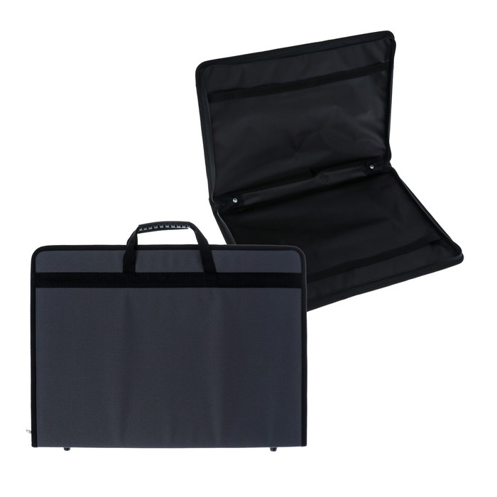 Папка для чертежей и рисунков А3 с ручками каркасная текстиль 40 мм 420 х 300 мм Вдохновение с внутренним карманом серая 1120₽