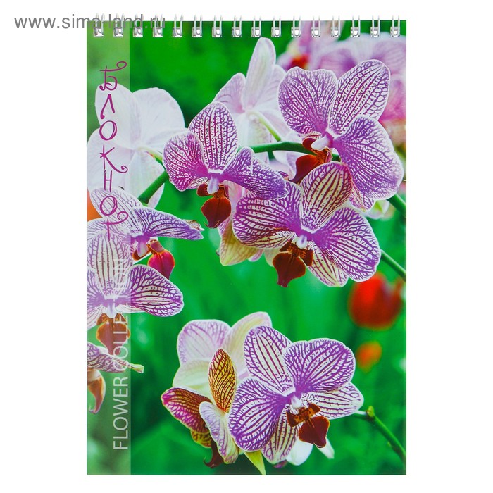 Блокнот А5, 60 листов на гребне «Цветы»