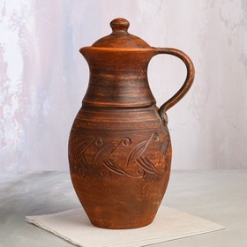 

Кувшин "Молочный", с крышкой, глазурь, красная глина, 3 л