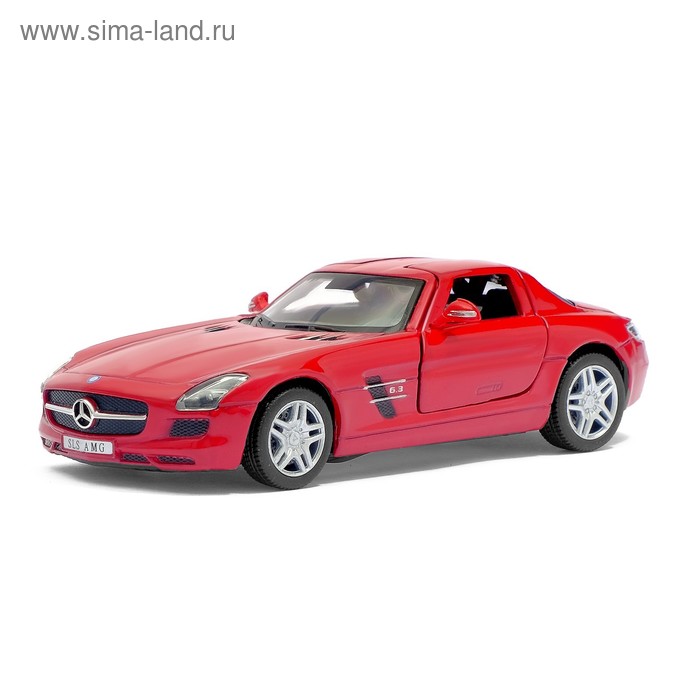 Металлический транспорт Машина металлическая Mercedes-Benz SLS AMG, масштаб 1:36, открываются двери, инерция, цвет бордовый