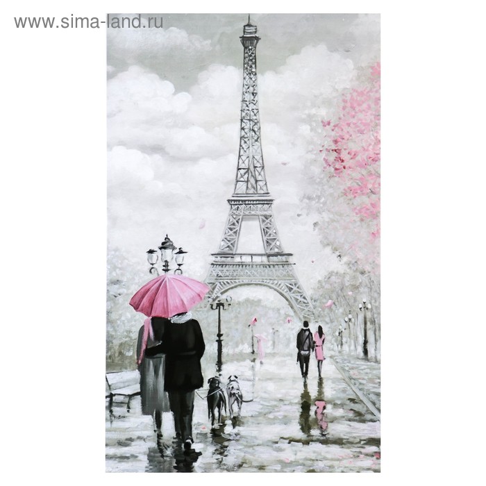 Картина-холст на подрамнике Любовь в Париже 60х100 см МИКС