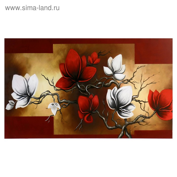 Картина-холст на подрамнике Ветка с цветами 60х100 см силиконовый чехол ветка с листочками и цветами на meizu 16xs мейзу 16xs
