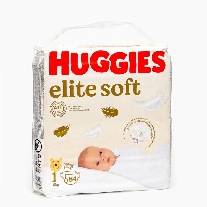 Подгузники Huggies Elite Soft 1, 3-5кг, 84 шт