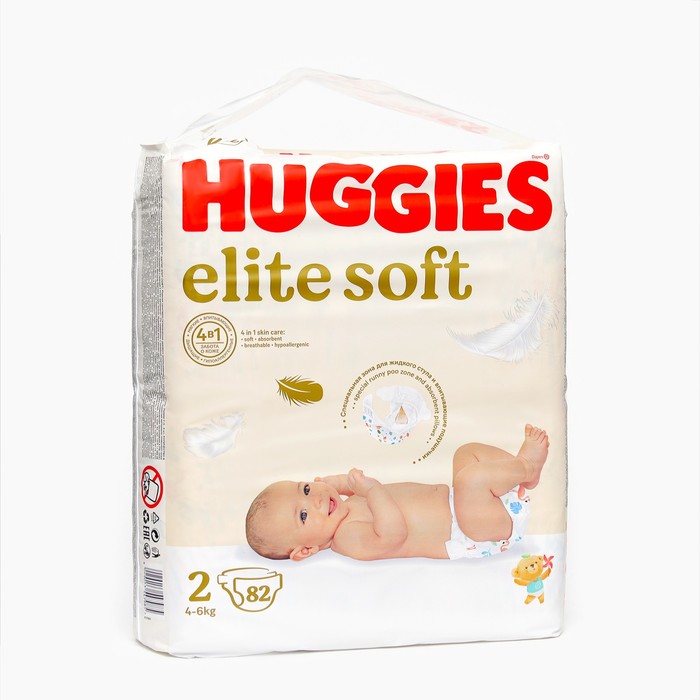 Подгузники Huggies Elite Soft 2, 4-6кг, 82 шт