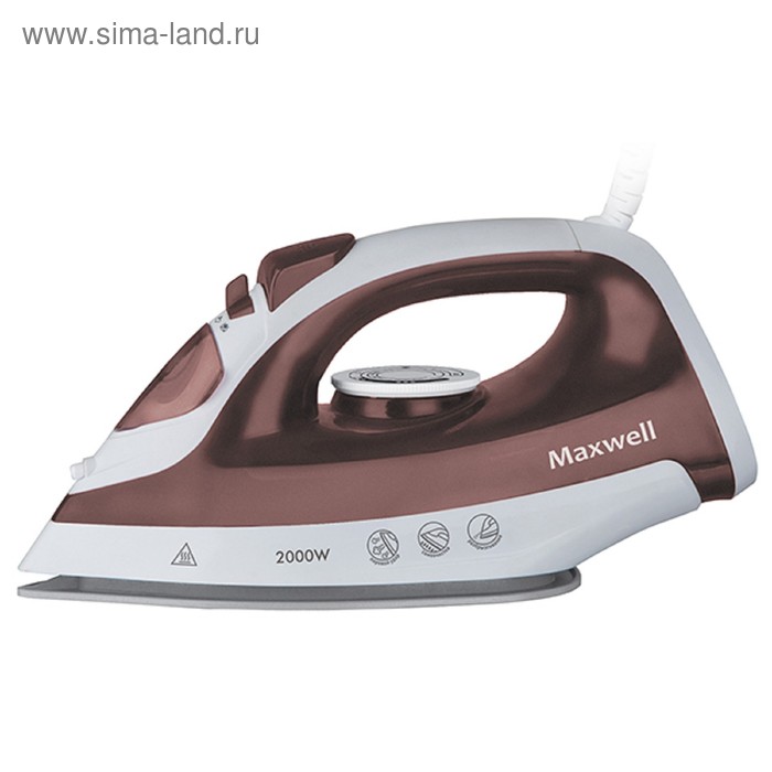 Купить Утюг Maxwell MW-3051 BN, 2000 Вт, антипригарное покрытие, бело-коричневый Утюг Maxwell MW-3051 BN, 2000 Вт, антипригарное покрытие, бело-коричневый