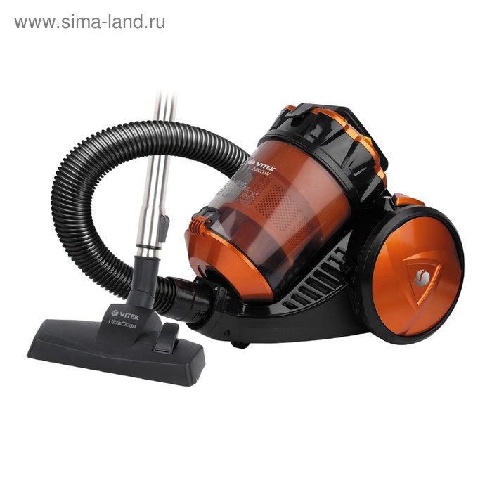 

Пылесос Vitek VT-8135 OG, 2200/400 Вт, 3 л, HEPA-фильтр, чёрно-оранжевый