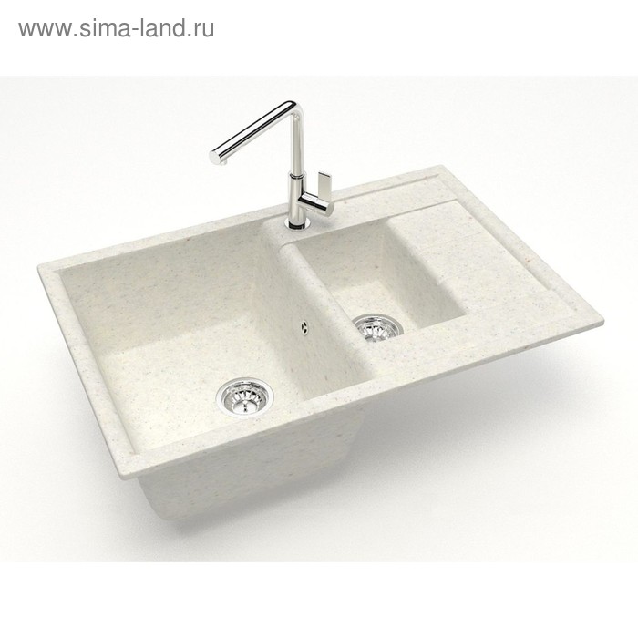 Мойка кухонная из камня ZETT lab. 210/Q7, 775x500x218 мм, матовая, врезная, цвет хлопок