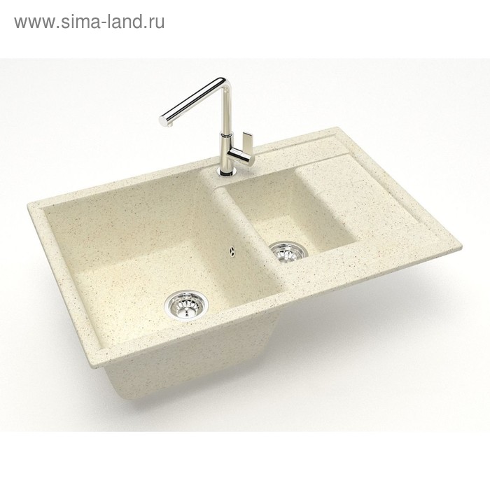 Мойка кухонная из камня ZETT lab. 210/Q2, 775x500x218 мм, матовая, врезная, бежевая