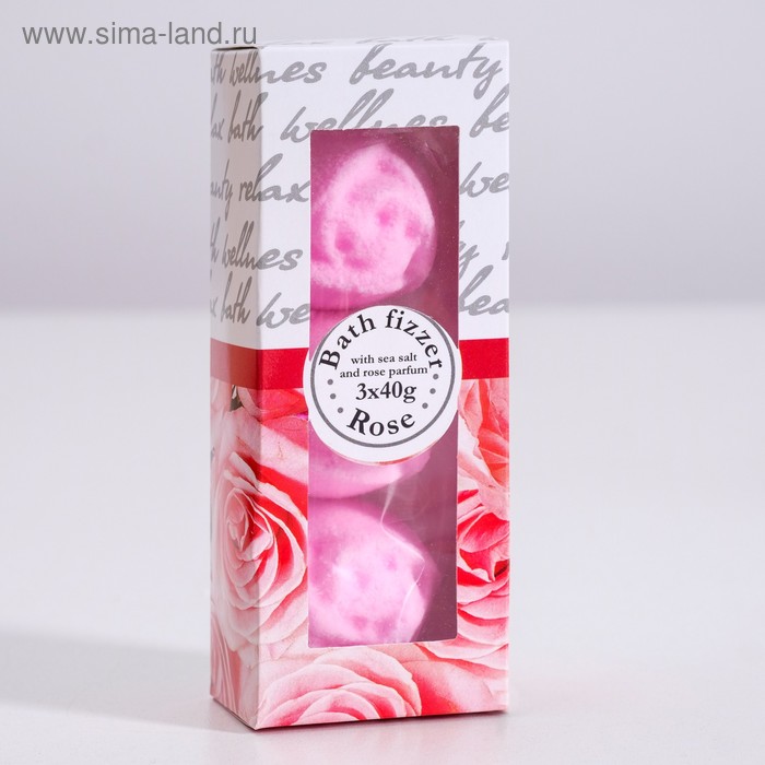 фото Набор бурлящих шаров для ванны spa by lara «роза», 120 г (3 штуки по 40 г)