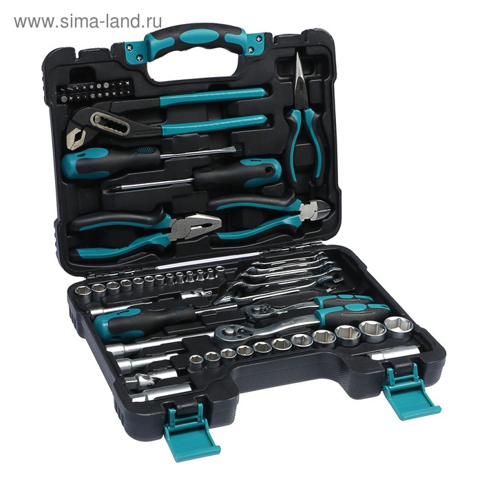 Набор ручного инструмента Bort BTK-65, сталь CrV, 65 предметов в чемодане набор инструмента wmc tools 65 предметов в кейсе