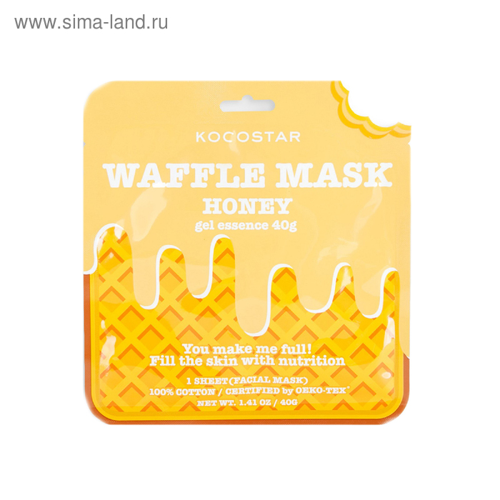 Вафельная маска для лица Kocostar «Медовое удовольствие», питательная вафельная маска для лица медовое удовольствие waffle mask honey 40г