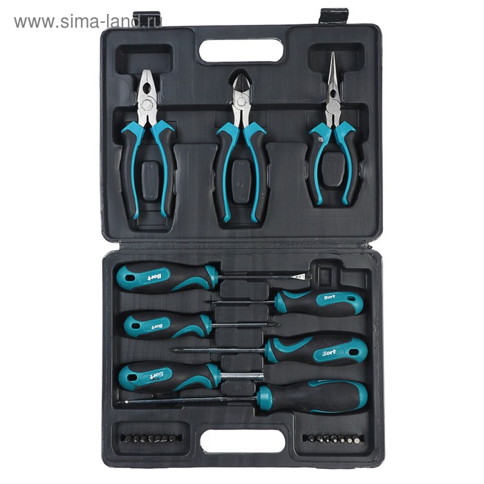 Набор ручного инструмента Bort BTK-24, сталь CrV, 24 предмета в чемодане