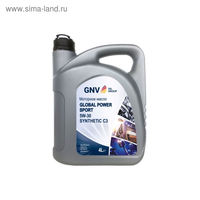 фото Масло моторное gnv 5w-30 global power sport synthetic, с3, sn/cf, 4 л