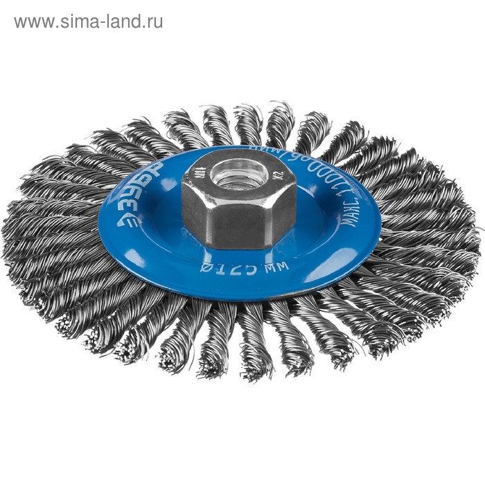Щетка дисковая ЗУБР 35192-125_z02, для УШМ, стальная 0.5 мм, плетеные пучки, М14х125 мм 35192