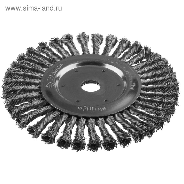 Щетка дисковая ЗУБР 35190-200_z02, для УШМ, стальная 0.5 мм, плетеные пучки, 22.2х200 мм 35190
