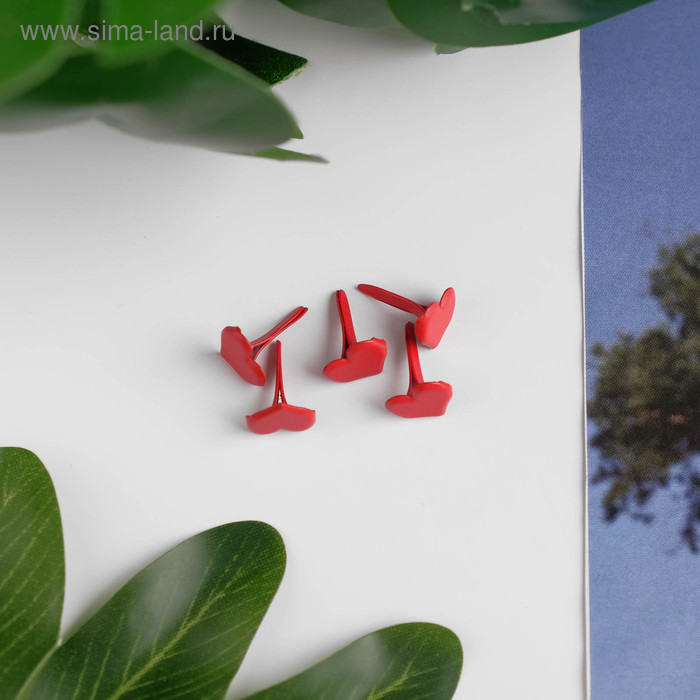 фото Брадсы для творчества металл "сердечки красные" набор 30 шт 1,1х0,8х0,8 см арт узор