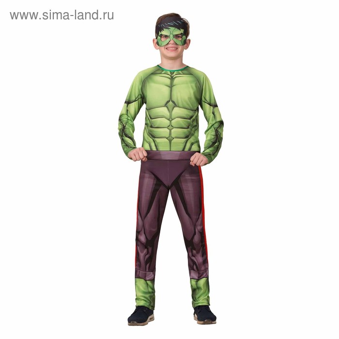 фото Карнавальный костюм «халк» без мускулов, текстиль, куртка, брюки, маска, р. 32, рост 122 см батик