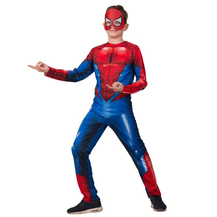 фото Карнавальный костюм "человек паук", куртка, брюки, маска, р.34, рост 140 см батик