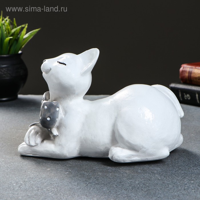 

Фигура "Кот с бантом" белый, 13х21см