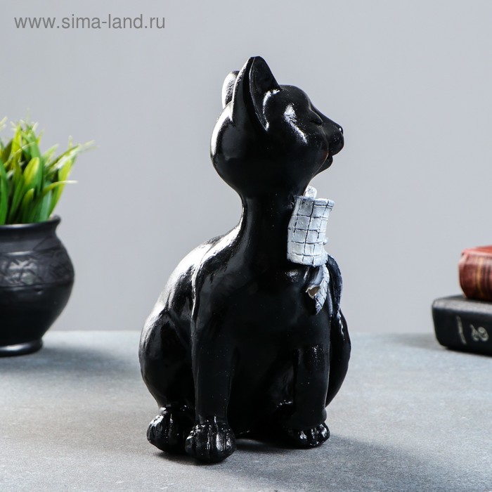 

Фигура "Кот с бантом сидит" черный, 23х15см