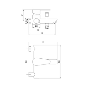 

Смеситель для ванны Esko Chicago CG 54, с коротким изливом, без аксессуаров, цвет хром