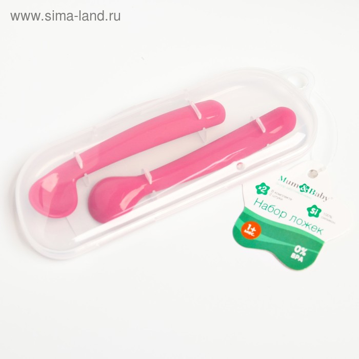 фото Набор детский ложечек для кормления, 2 шт., цвет розовый mum&baby