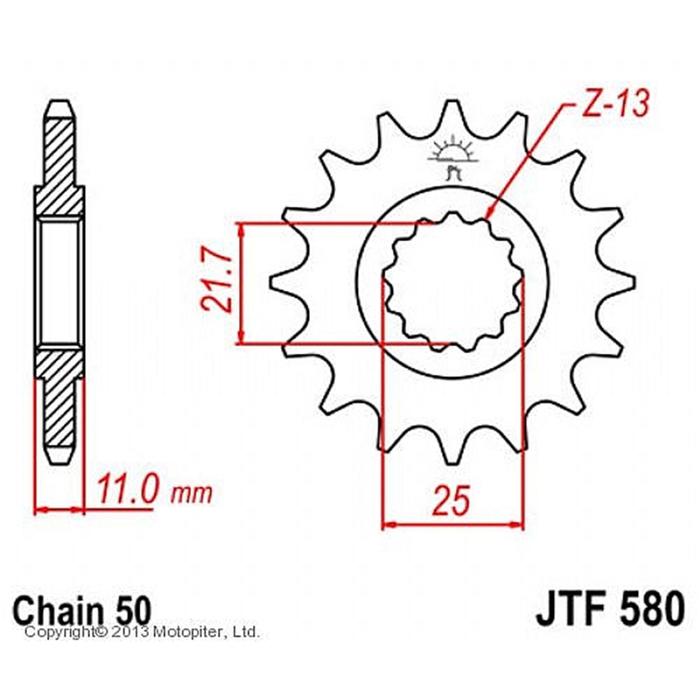 

Звезда передняя, ведущая, JTF580 для мотоцикла, стальная, цепь 520, 17 зубьев