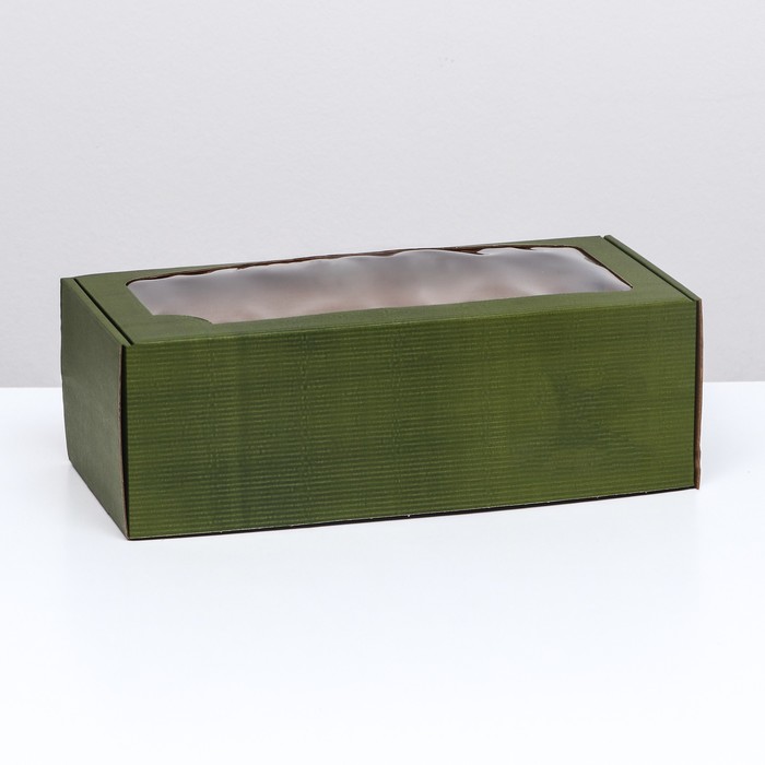 Коробка самосборная, с окном, хаки, 16 х 35 х 12 см коробка самосборная с окном серебрянная 16 х 16 х 3 см