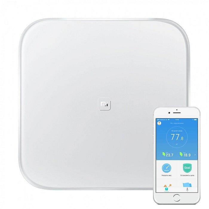 Весы Xiaomi Mi Smart Scale 2 (NUN4056GL), электронные, диагностические, до 150 кг, белые весы xiaomi mi smart scale 2 nun4056gl белые