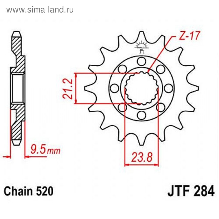 

Звезда передняя, ведущая, JTF284 для мотоцикла, стальная, цепь 520, 12 зубьев