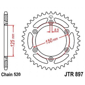 

Звезда задняя, ведомая, JTR897 для мотоцикла стальная