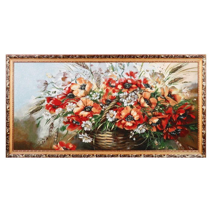 E102-60х120 Картина из гобелена "Маки и полевые цветы" (65х125)