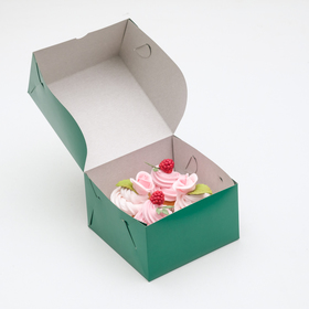 

Упаковка для капкейков на 4 шт, без окна, изумрудная, 16 х 16 х 10 см