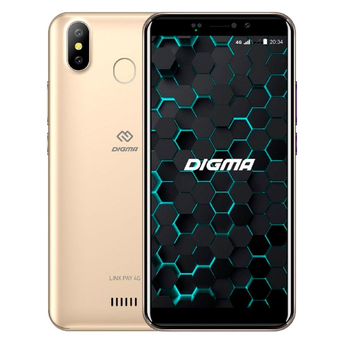 

Смартфон Digma Pay 4G Linx 16Гб, 2Sim, 5.45", Android 8.1, 13Mpix, microSD, золотистый