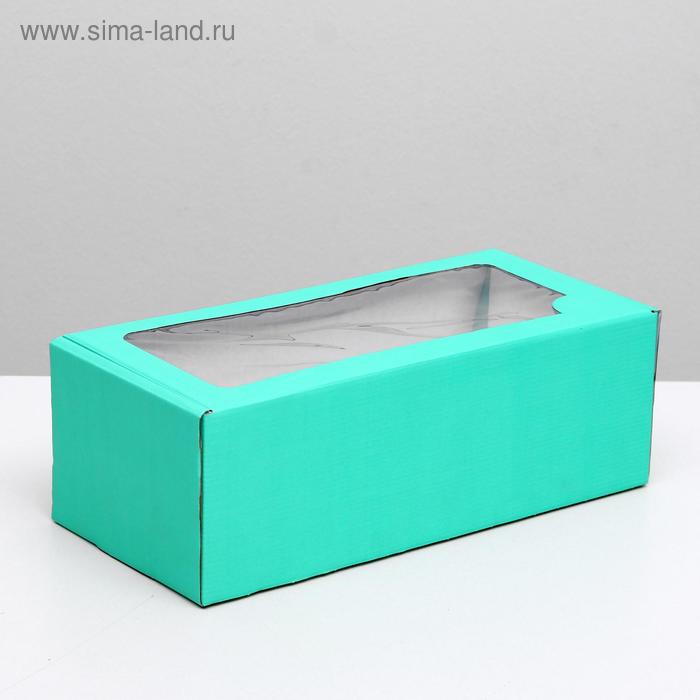 Коробка самосборная, с окном, мятная, 16 х 35 х 12 см МИКС коробка самосборная с окном белая 16 х 35 х 12 см