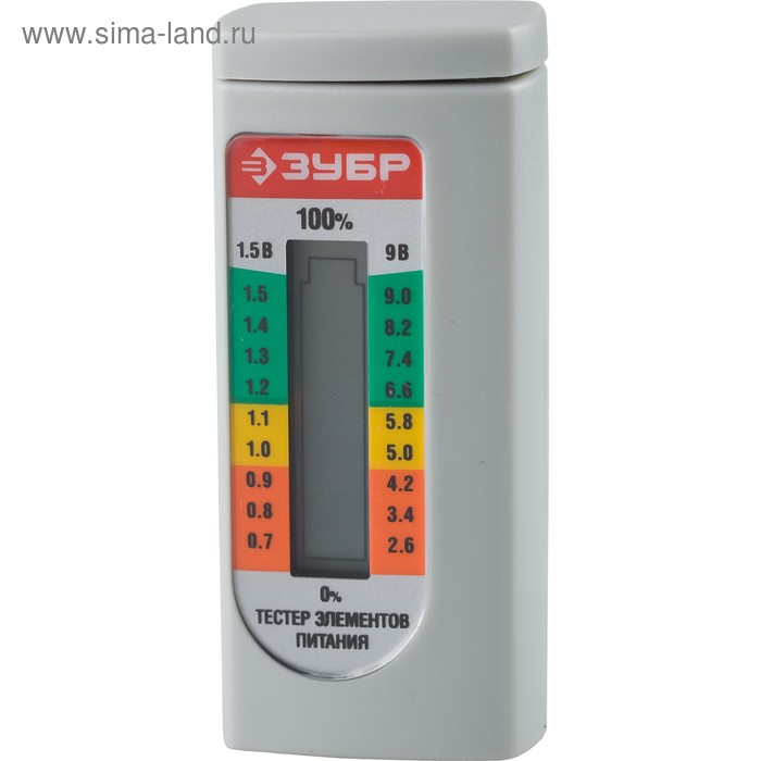 Тестер уровня заряда батарей ЗУБР 59260, для эл-в пит-я ААА, АА, С, D, LR44, 6LR61(крона) руль свет звук тест эл пит аа 3шт вх в компл кор