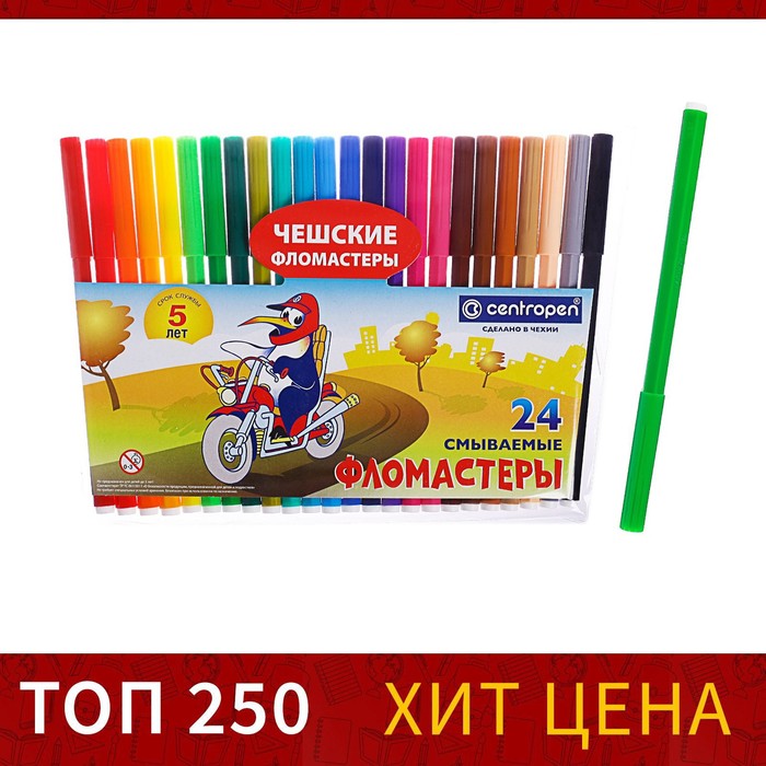 Фломастеры 24 цвета Centropen 7790 Пингвины пластиковый конверт, линия 1.0 мм фломастеры 12 цветов centropen 7790 пингвины 1 8 мм линия 1 0 мм