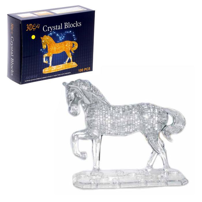 Пазл 3D кристаллический, «Лошадь» на подставке, 100 деталей, цвета МИКС пазлы hobby day 3d пазл магический кристалл дельфин на подставке xl 95 деталей