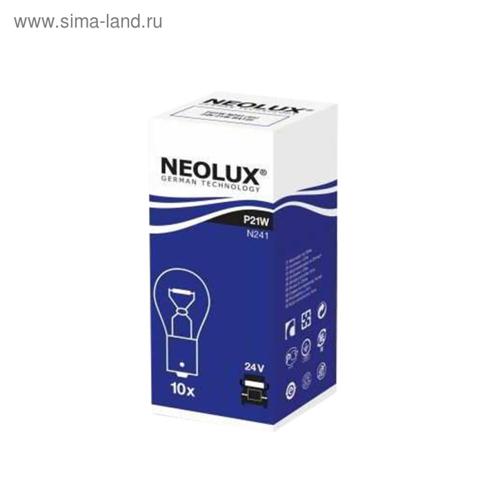 фото Лампа автомобильная neolux, p21w, 24 в, 21 вт, n241